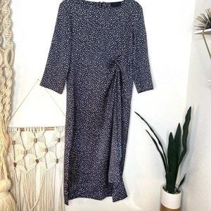 Hatch Maternity Dress - The Lauren Dress - Navy Pink Cheetah Print Side Slit